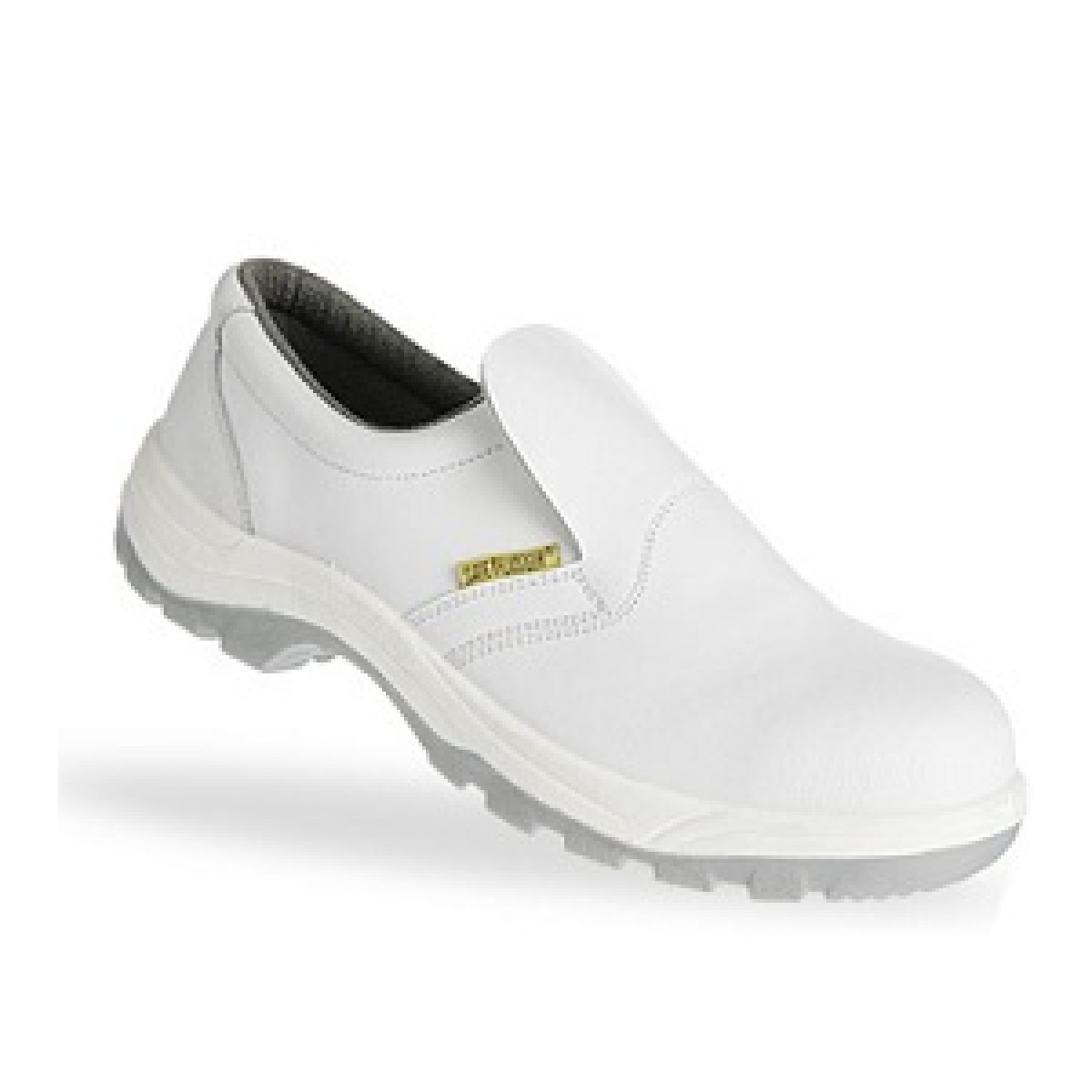 Giày da bảo hộ Jogger cổ thấp buộc dây, chụp cận phần mũi giày và lưỡi gà