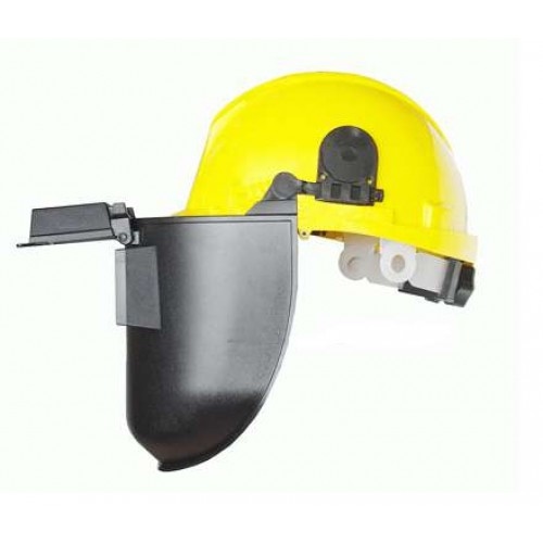 Nón bảo hộ gắn kèm mặt nạ hàn lật, dùng ở công trường có vật rơi