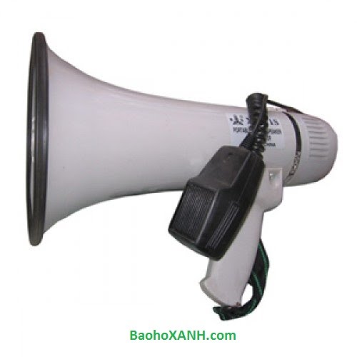 Loa cầm tay loại to BHK0034 thân nhôm sơn trắng, miệng phễu rộng và micro gắn trên thân