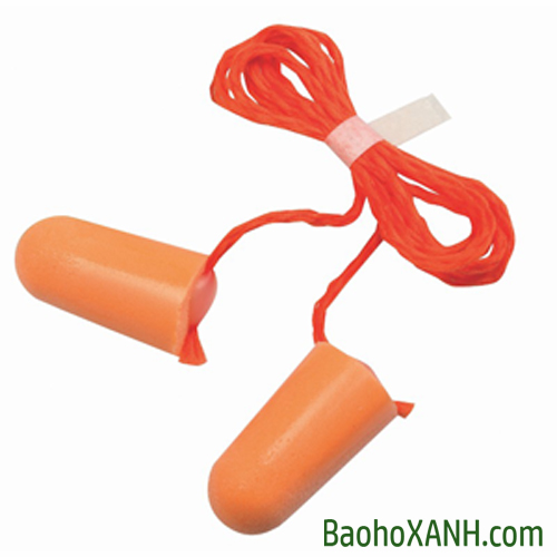 Nút Tai Chống Ồn 3M 1110 - Thông Số Và Cách Dùng 3 Nút tai 3M 1110 mã BVT0001 kèm dây nối, ảnh chụp trên nền trắng