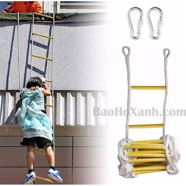 Dây Dù Ø8 – Ø40: Phân Loại Theo Đường Kính Và Tải Trọng 3 Thang dây bện từ sợi tổng hợp, cho thấy kiểu bện nhiều tao của dây