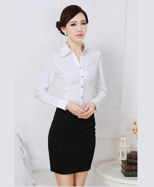 Chọn Đồng Phục Nữ Theo Dáng Người: Cổ Áo, Chiết Eo, Tay Áo 2 Mẫu đồng phục nữ thiết kế đơn giản với đường chiết eo nhẹ và cổ áo vừa mở