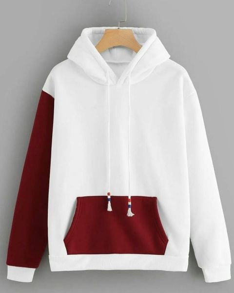 Áo Hoodie Đồng Phục - Chọn Mũ, Dây Rút Và Túi Kangaroo 2 Áo hoodie đồng phục màu đỏ nhìn rõ phần mũ và đường viền quanh mũ