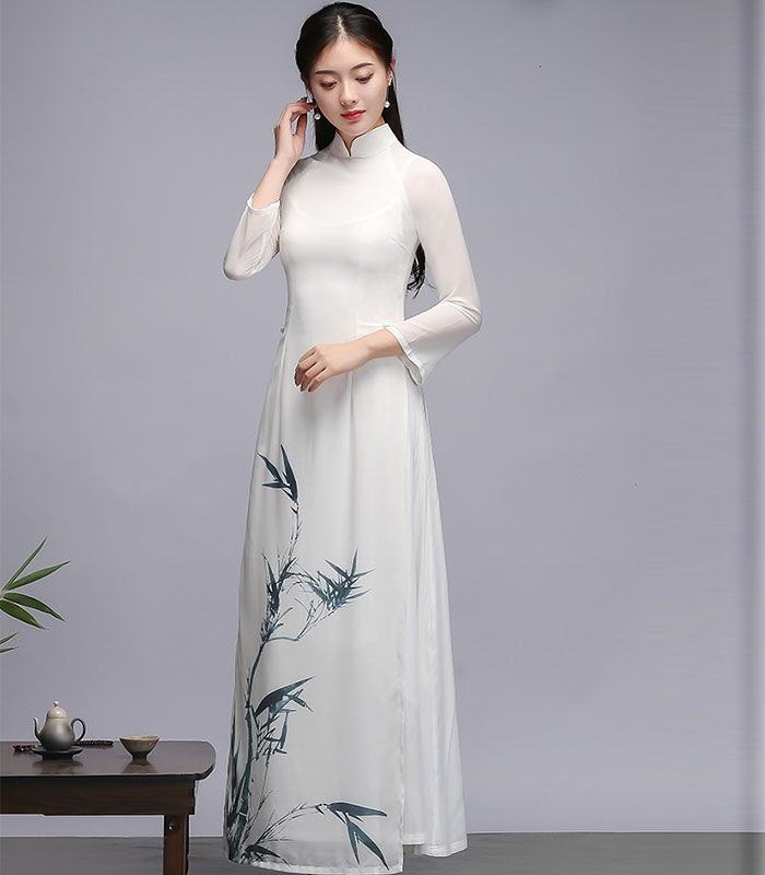 Áo Dài Đồng Phục Học Sinh - Vẻ Đẹp Truyền Thống Lâu Đời 1 Áo dài đồng phục dáng truyền thống chiết eo nhẹ