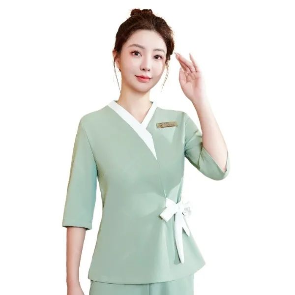 Đồng Phục Spa Cổ Chéo Cao Cấp Xu Hướng Mới