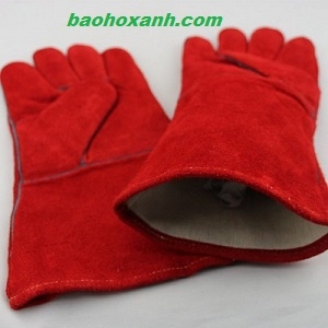 Găng tay da hàn tích WS601 màu đỏ lót cotton dùng cho thợ hàn TIG