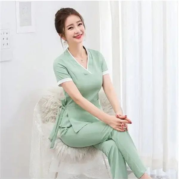 Áo Đồng Phục Spa Lễ Tân Trắng Sữa