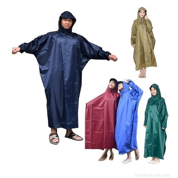 Chi tiết vải dù và đường may của áo mưa bít