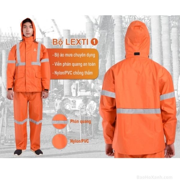 Phần thắt lưng của bộ áo mưa LEXTI màu cam