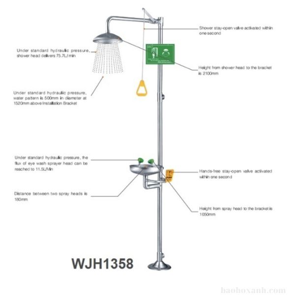 Bồn rửa mắt kết hợp tắm khẩn cấp WJH1358 dạng cột nhìn toàn thân