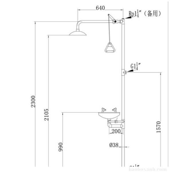 Cụm vòi rửa mắt và bàn đạp chân ở phần dưới của trạm kết hợp