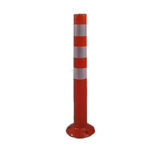 Cọc tiêu nhựa PE màu đỏ cao 75 cm dán ba lằn phản quang trên thân