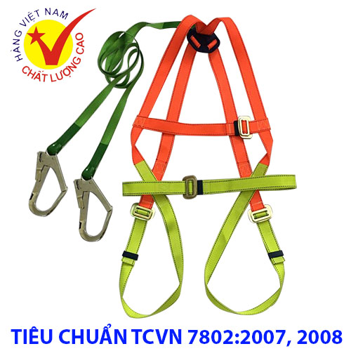 Dây đai bảo hộ an toàn hai móc lớn toàn thân dùng khi di chuyển trên kết cấu