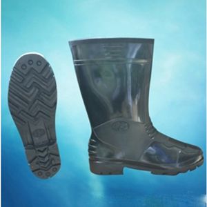 Đôi ủng cao su nam màu đen bản dày Hoa San nhìn nghiêng