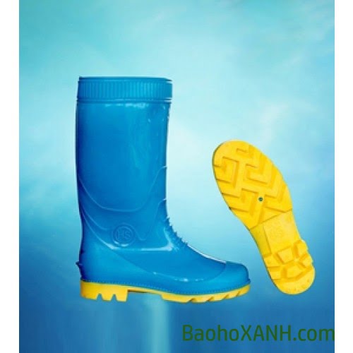Đôi ủng cao su nam màu xanh ngọc Hoa San 5 đặt cạnh nhau