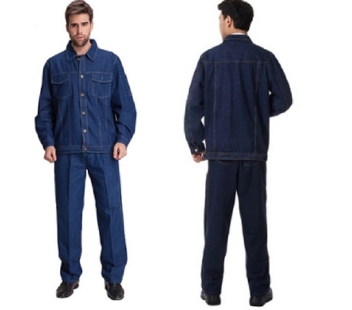 Đồng phục bảo hộ vải jean màu xanh cô ban cho thợ cơ khí DBH0001