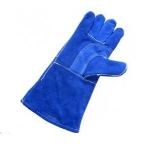Găng tay da lộn 2 lớp màu xanh lam dài tới khuỷu tay GTD0001