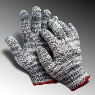 Găng tay cotton dệt màu xám dùng trong xưởng cơ khí nhiều bụi