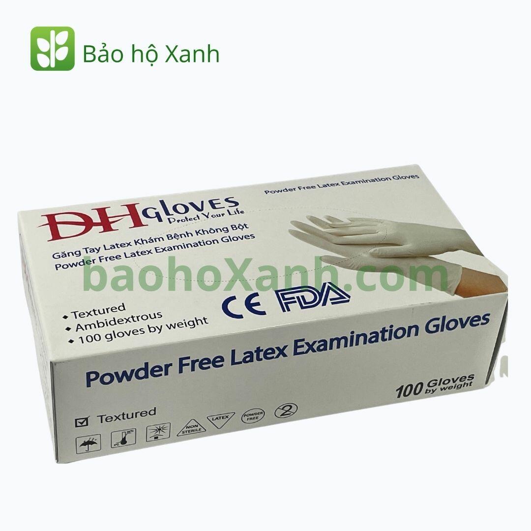 Găng tay latex DH Gloves không bột với đầu ngón phủ nhám