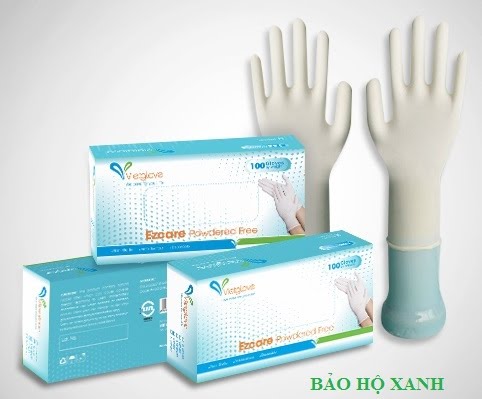 Găng tay cao su latex tự nhiên không bột đóng hộp trăm chiếc