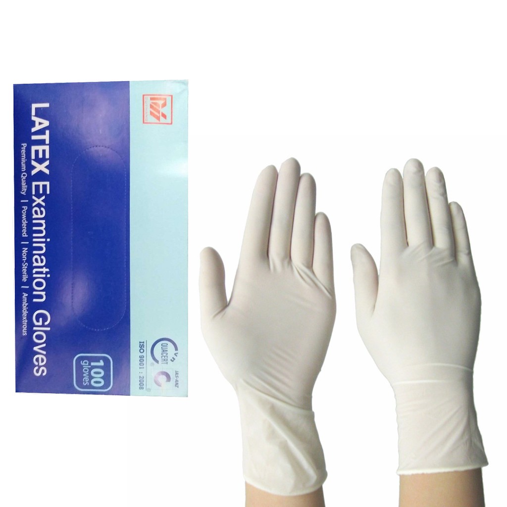 Găng tay latex examination gloves đóng hộp trăm chiếc