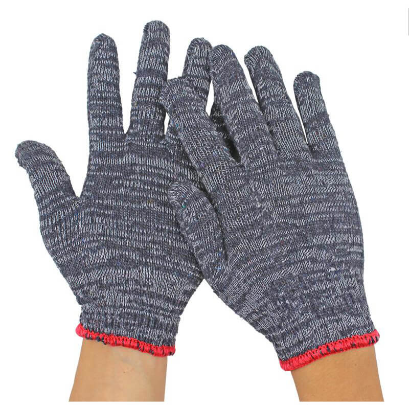 Găng tay len bảo hộ freesize màu xám GDK0012 dệt kim có cổ bo co giãn
