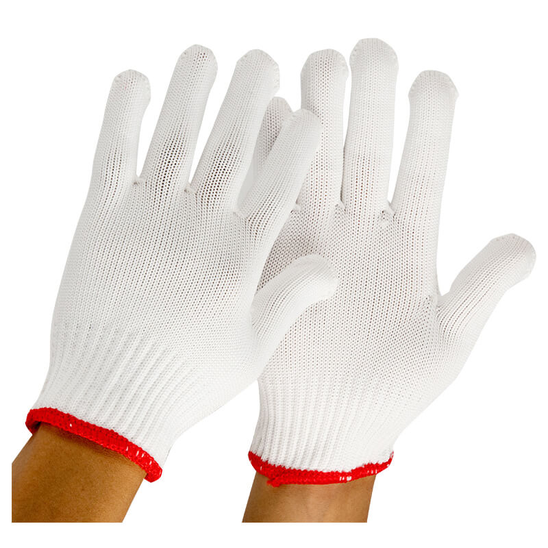Găng tay len poly trắng GDK0013 dệt kim từ sợi polyester dùng trong khu vực khô sạch