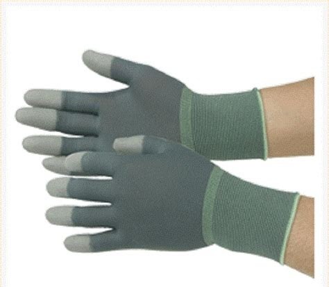 Găng tay phòng sạch nền sợi nylon phủ PU đầu ngón màu trắng