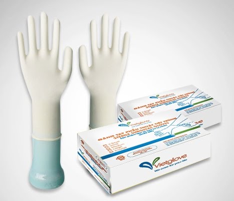 Găng tay latex phẫu thuật có bột trợ đeo, đóng gói một đôi mỗi bịch