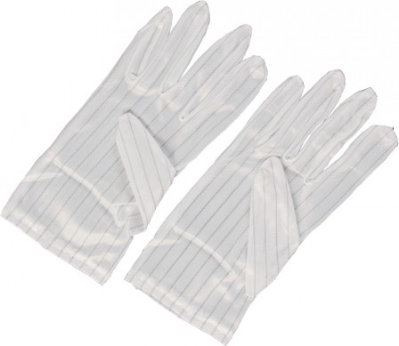 Găng tay vải chống tĩnh điện sợi polyester pha carbon cho ngành điện tử