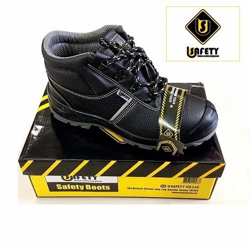 Giày bảo hộ USafety cổ cao mũi thép đế PU màu đen