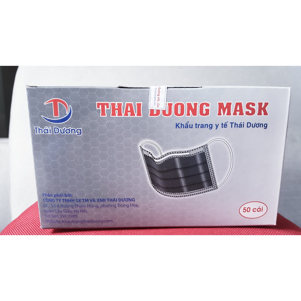 Khẩu trang y tế Thái Dương bốn lớp than hoạt tính màu đen