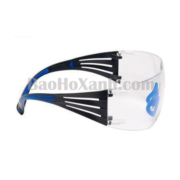 Kính bảo hộ 3M SF401SGAF gọng xanh tròng trong phủ chống mờ sương