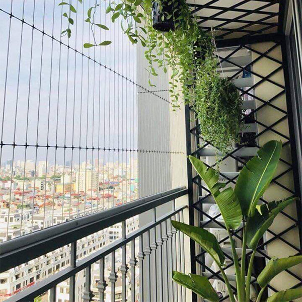 Lưới an toàn ban công thanh nhôm định hình và cáp inox bọc nhựa