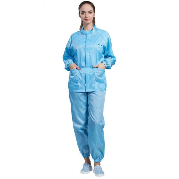 Bộ quần áo phòng sạch chống tĩnh điện dệt kín dùng trong dây chuyền điện tử