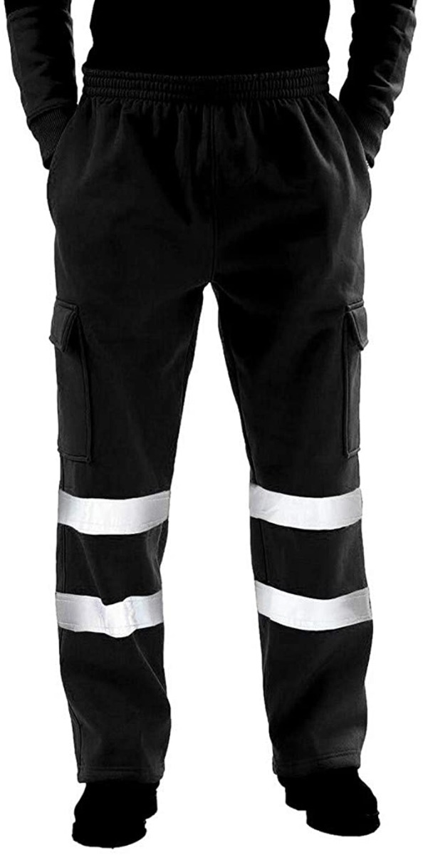 Quần bảo hộ lưng chun có in vạch phản quang bằng polyester