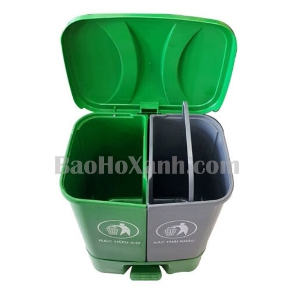 Thùng rác hai ngăn nhựa HDPE tổng 40 lít chia hai khoang 20 lít