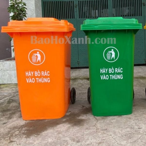 Thùng rác 240L nhựa HDPE nhiều màu dùng phân loại rác tại điểm tập kết