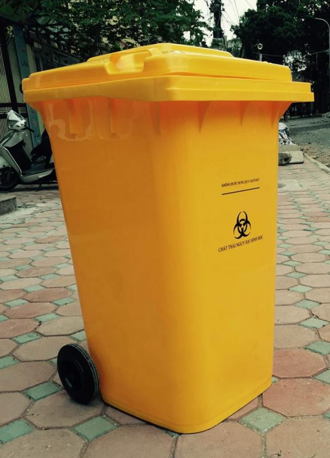 Thùng rác y tế màu vàng dung tích 60 lít cao 640mm cho chất thải lây nhiễm
