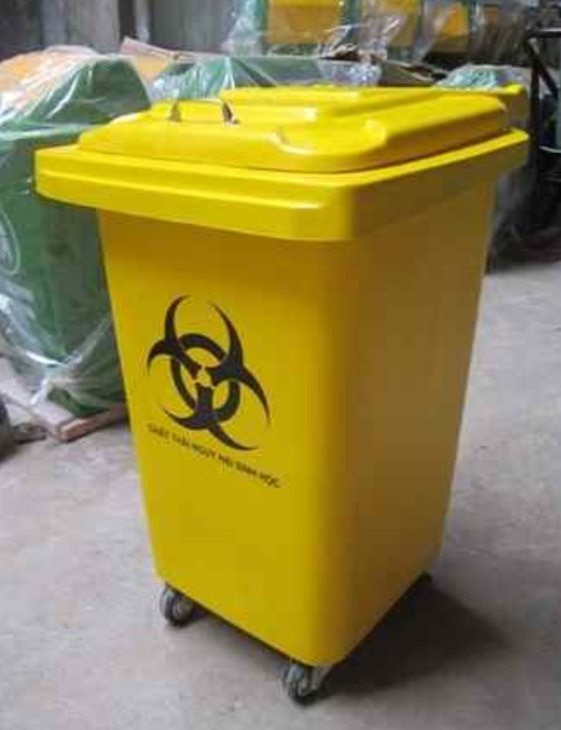 Thùng rác y tế dung tích 60 lít bố trí theo cụm tại điểm phát sinh