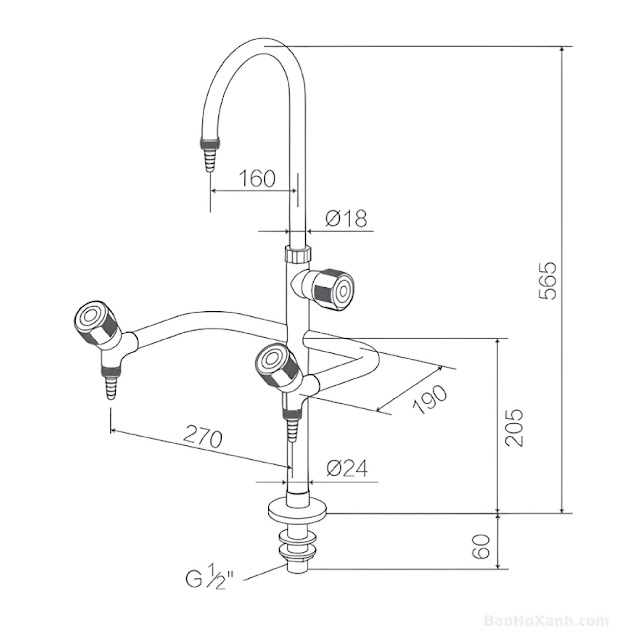 Vòi Rửa 3 Đầu Phòng Thí Nghiệm Bền Bỉ