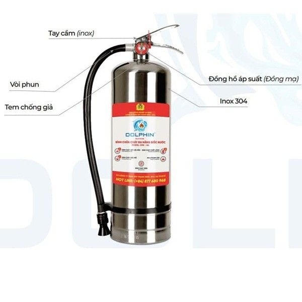 Bình Chữa Cháy Dolphin Gốc Nước Inox SUS304 Cao Cấp