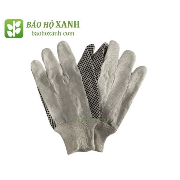 Bao Tay Vải Bạt Phủ Hạt Nhựa Đen Màu Kem - GTV0019