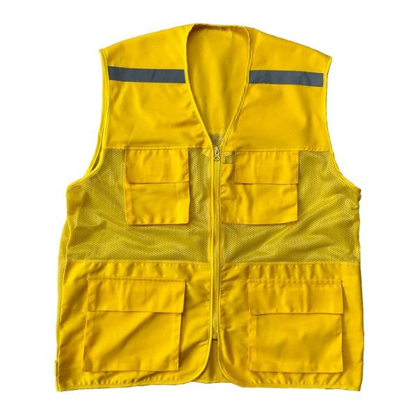 Áo Phản Quang Ghi Lê Màu Vàng Cotton Dày Nhiều Túi – APQ0043