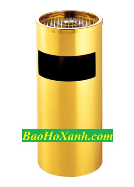 Thùng Rác Inox Mạ Vàng Có Gạt Tàn Thuốc - TRA0058