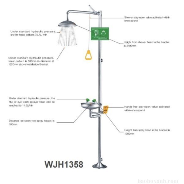 Bồn Rửa Mắt Khẩn Cấp Chính Hãng Kết Hợp Tắm WJH1358 - BRM0031