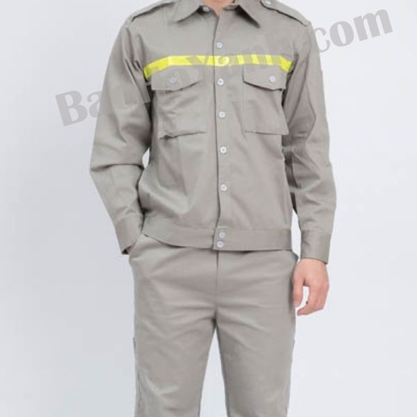Đồng Phục Bảo Hộ Màu Ghi Có Viền Phản Quang Cao Cấp - DBH0057