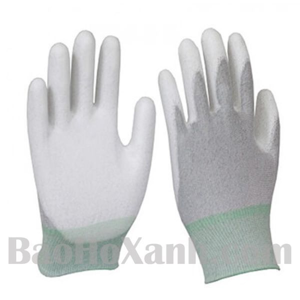 Găng Tay Sợi Phủ PU Ngón Xám - GTS0063