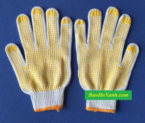 Găng Tay Len Phủ Hạt Nhựa Chất Lượng