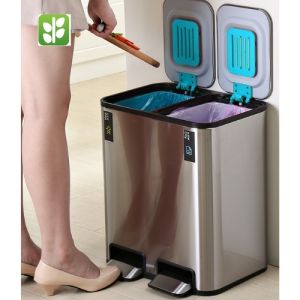 Thùng Rác Inox Đạp Chân 2 Ngăn Siêu Tiện Lợi